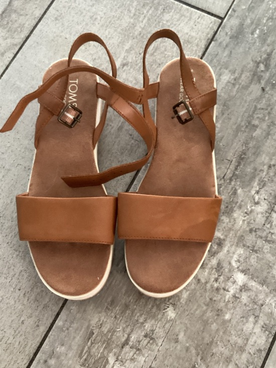 Toms Shoes - Toms Tan Leather Slingback Platform Sandals